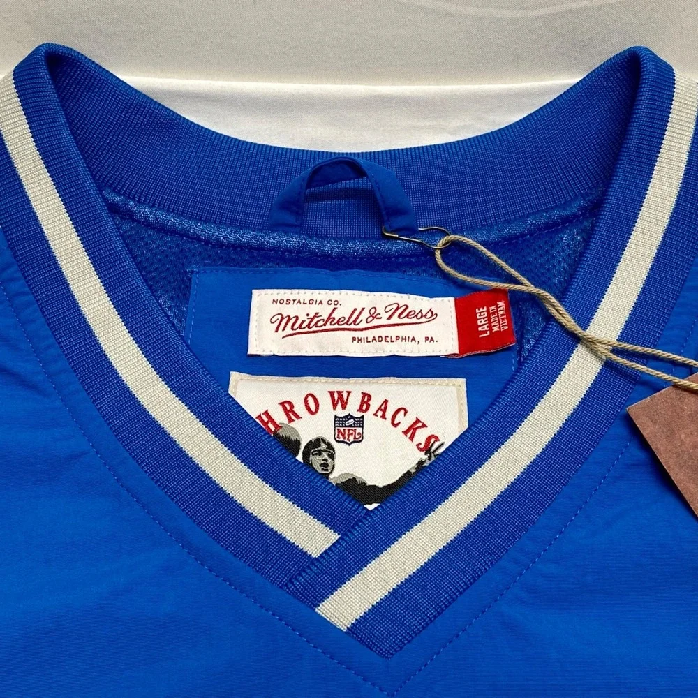 Detroit‎ Lions NFL Jacket Large Blue LS LW Pullover Football Throwback M & N NWT